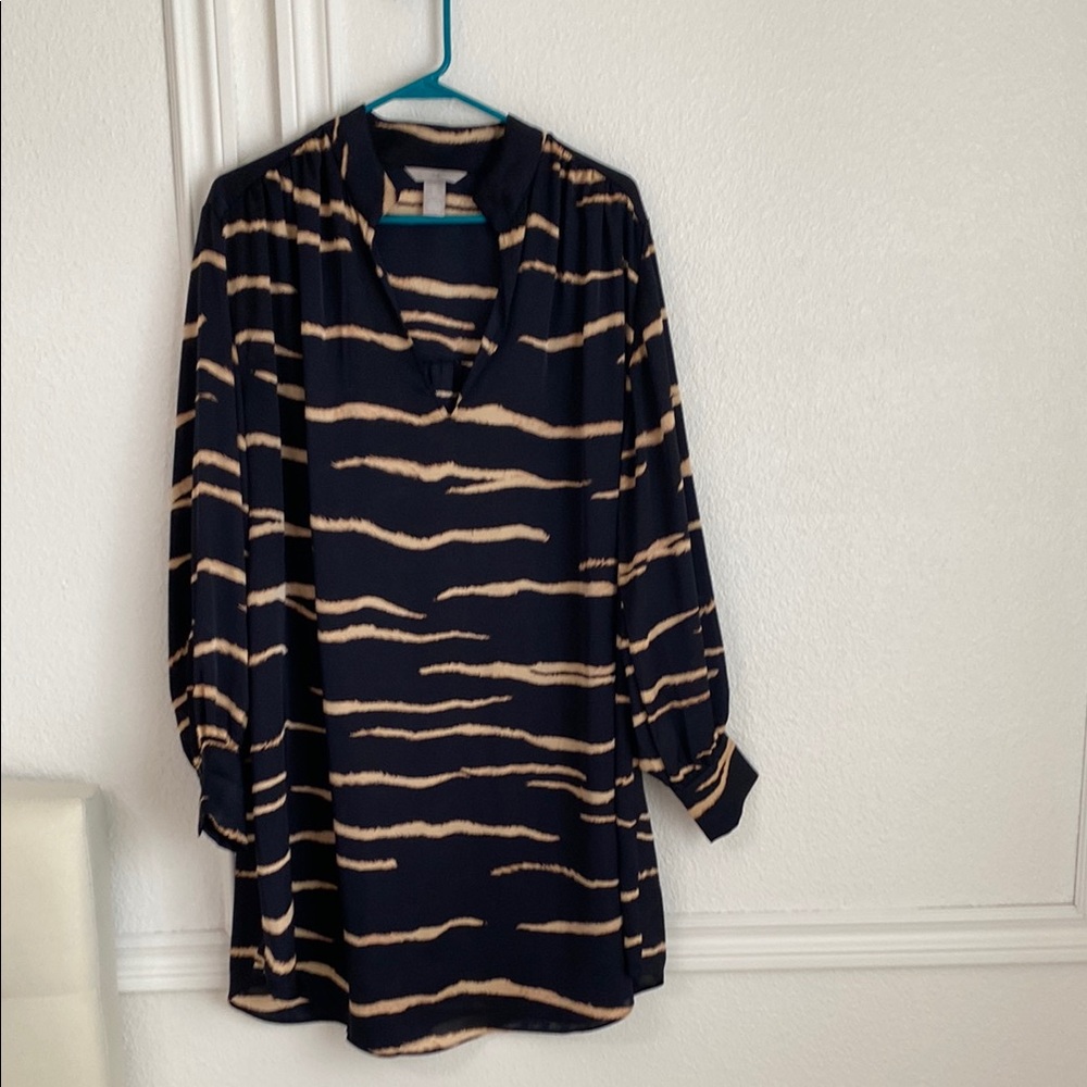 H&M Black and Tan Striped Blouse